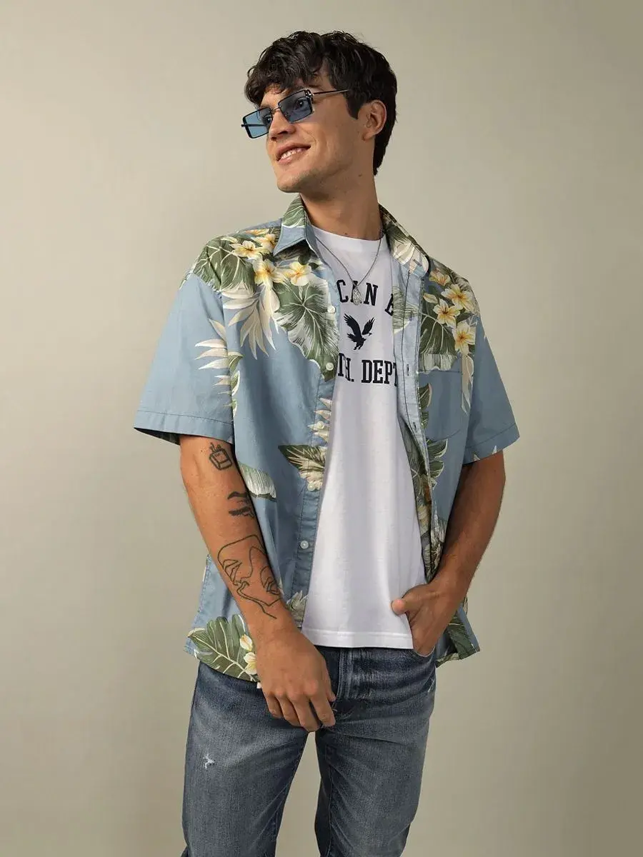 americaneagle menandrewfloralssoversizedcsc32spoplinbleachwash402ceruleanblue mkp1679907 1