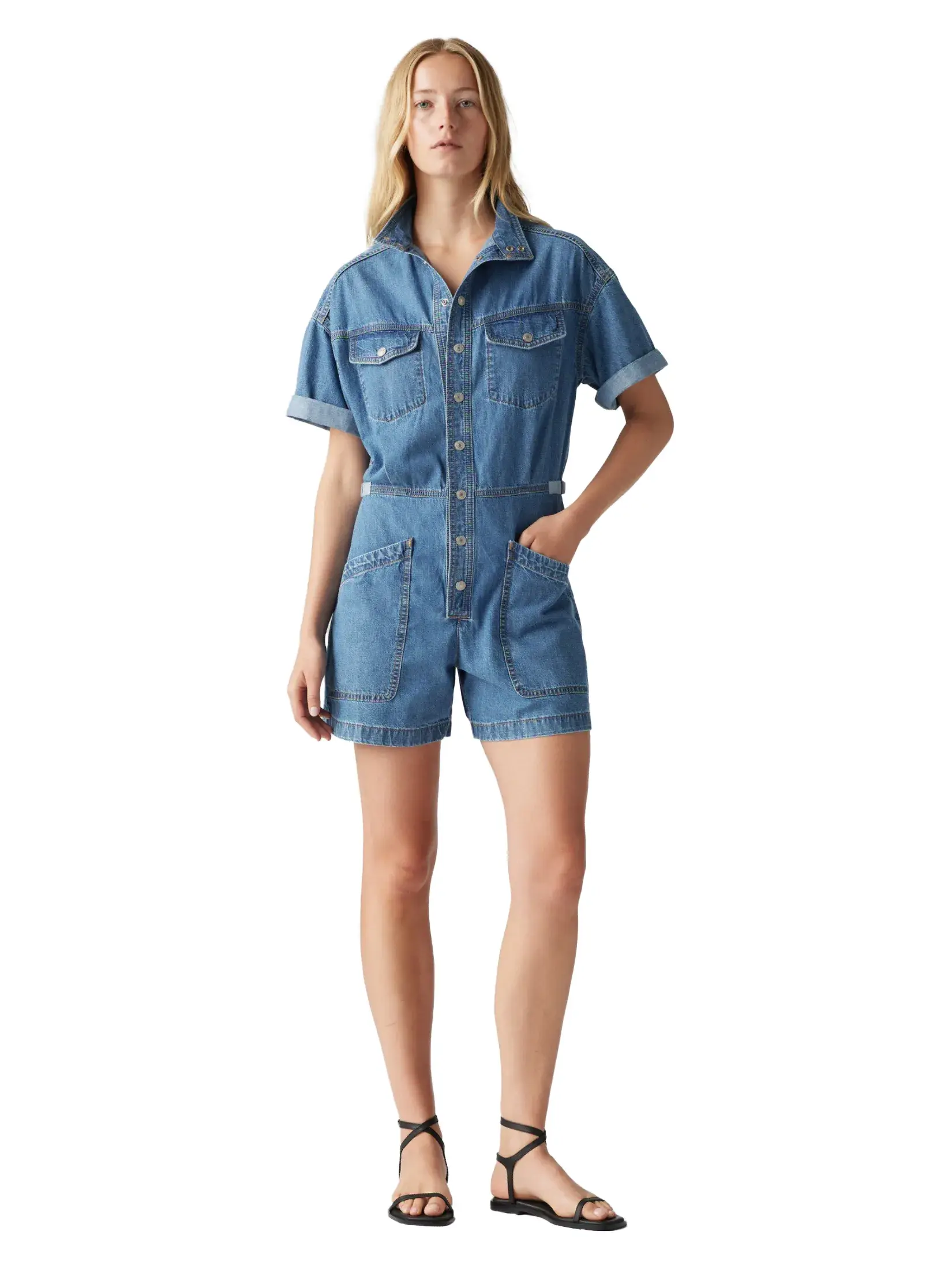 levis womensshortsleevesurplusromperblue mkp1939673 1