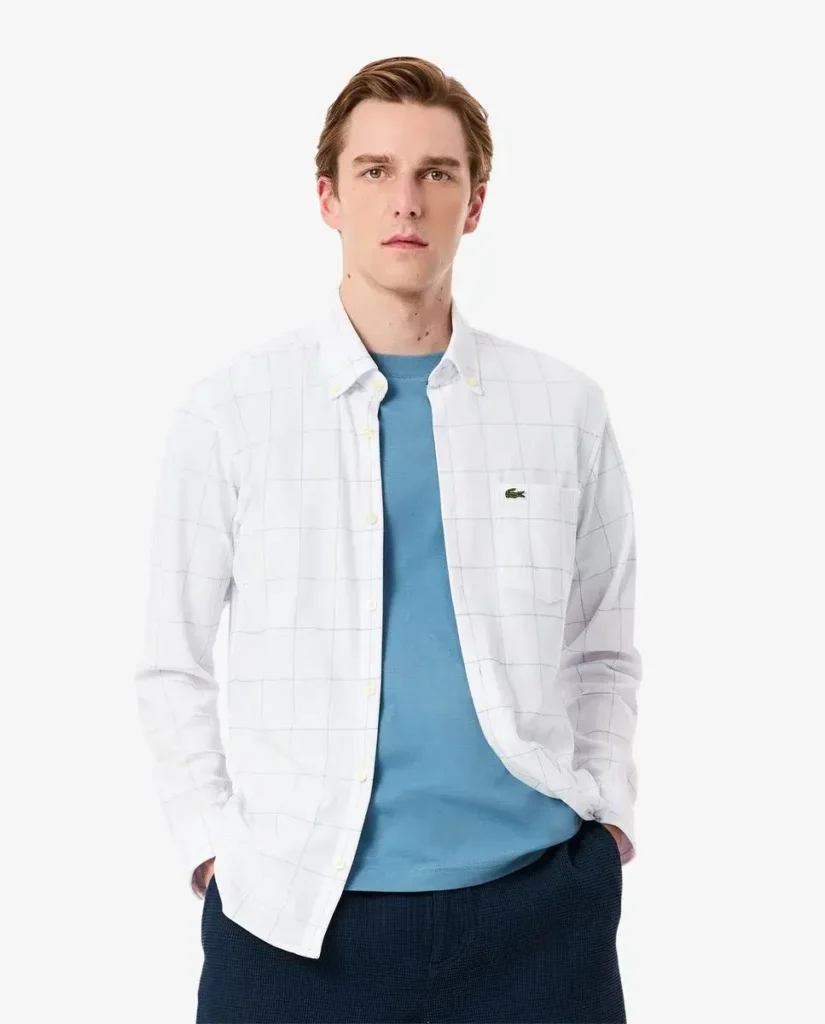 lacoste checkedcottonshirtwhite mkp1093056212 1