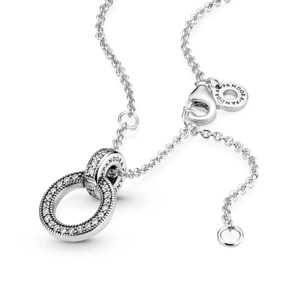 pandora silverlogointerlockingcirclessterlingsilverpendantwithclearcubiczirconiaandnecklace mkp2019691 1