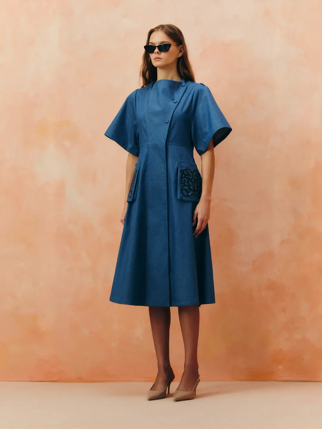 shaka womandressgraphicpatchpocketmididressblue mkp1093042379 3
