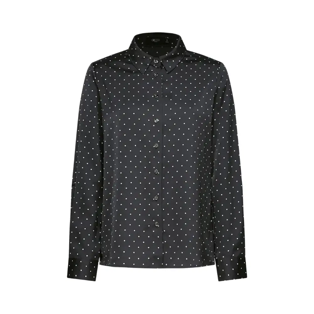 g2000 womenclothingpolkadotprintrollsleevelongsleeveblouseregularfitblack mkp1093192259 1 2