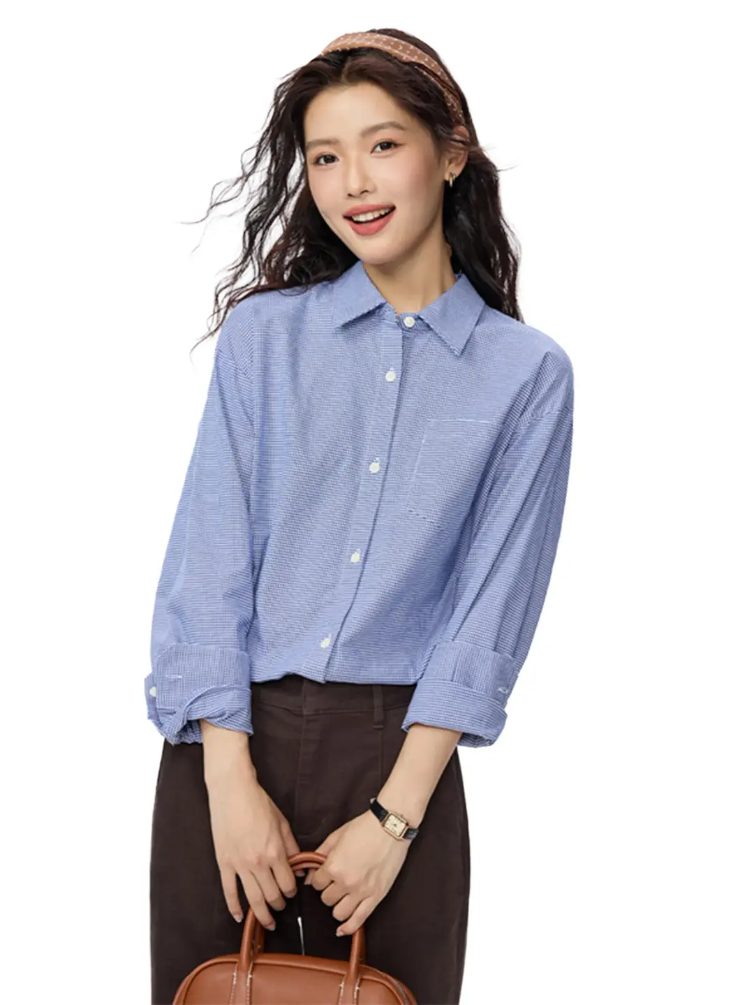 giordano womenslooseoxfordpocketshirtcitywanderblue mkp2091268 1