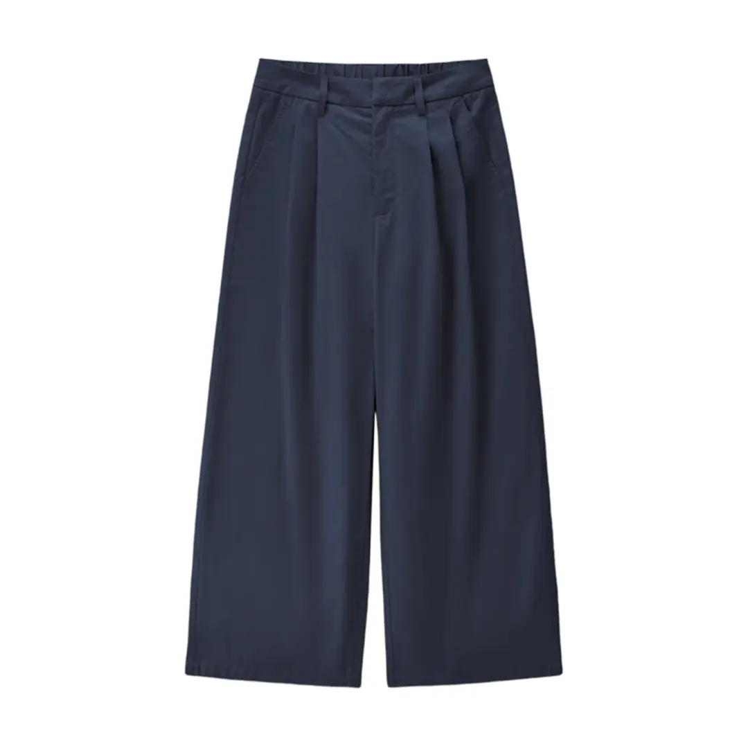 giordano womenspleatedhalfelasticwaistpantnavyblue mkp1093261718 3