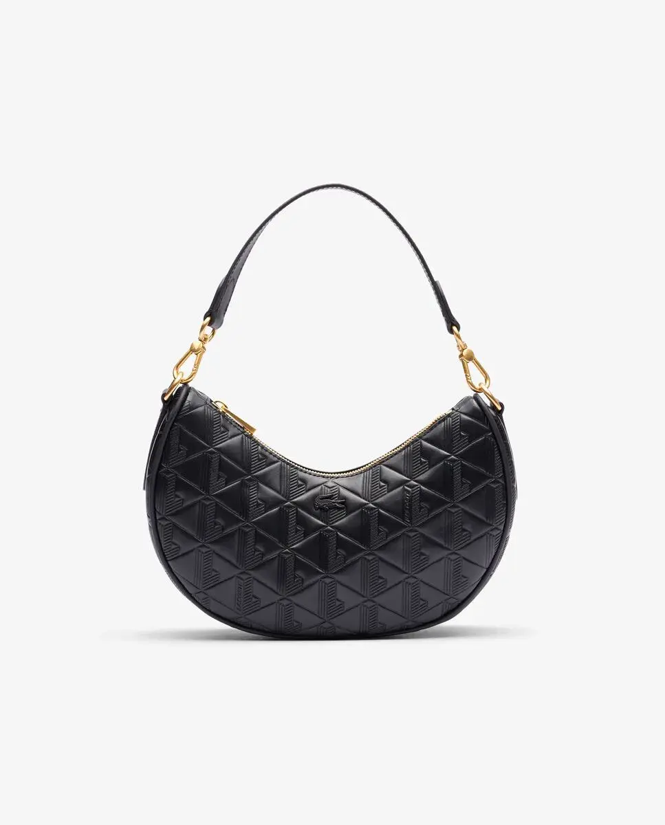 lacoste mahekiembossedleatherhalfmoonpurseblack mkp1093029689 1