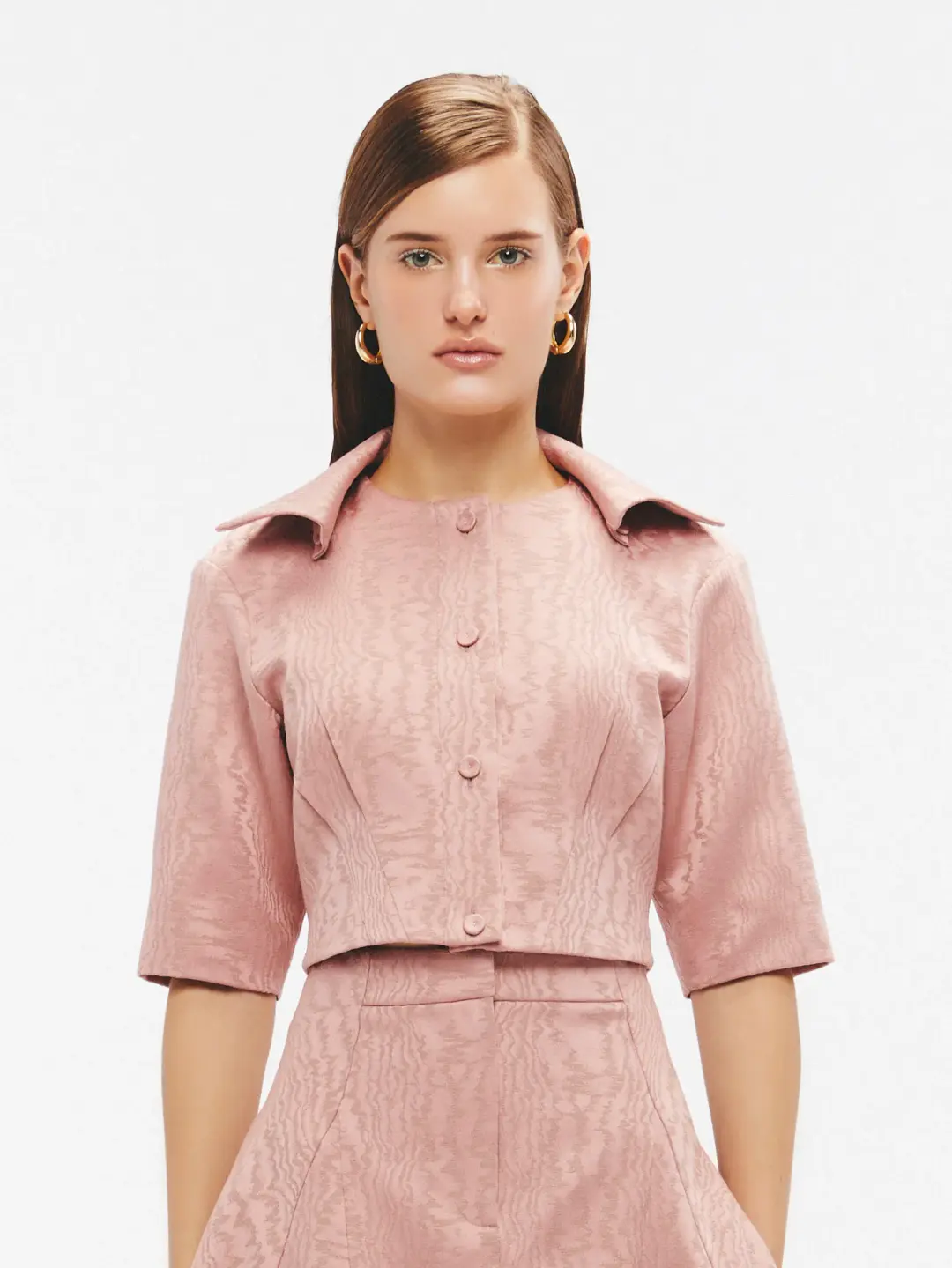 shaka womanblousewoodgrainjacquardcroppedpink mkp2093928 1