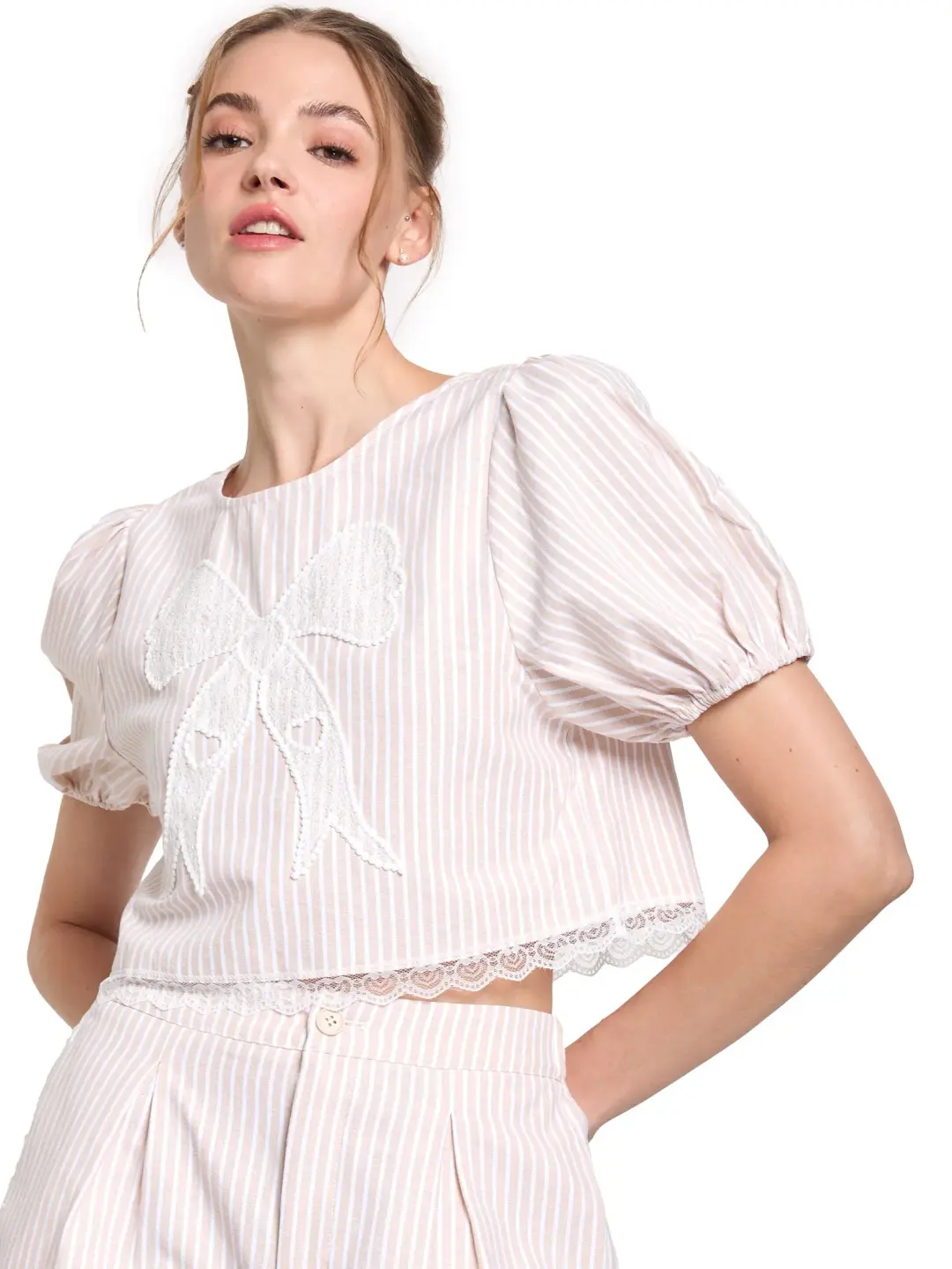 lolita womenblousewithlacetrimandbackbowdetail cds23177901 1