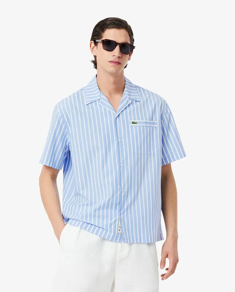 lacoste relaxedfitstripedshortsleevedshirtblue mkp1958817 1