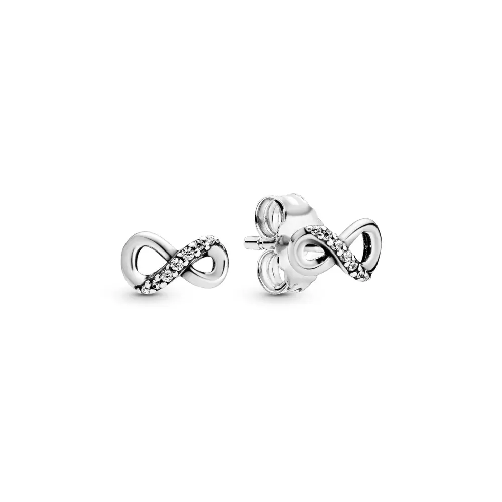pandora silverinfinitysterlingsilverstudearringswithclearcubiczirconia mkp1162915 1